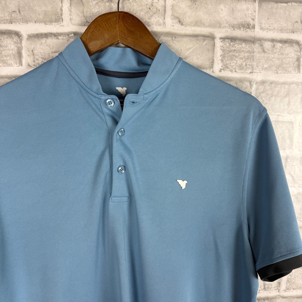 Macade Golf Mens Blade Collar Performance Polo Shirt Blue Large L Short Sleeve